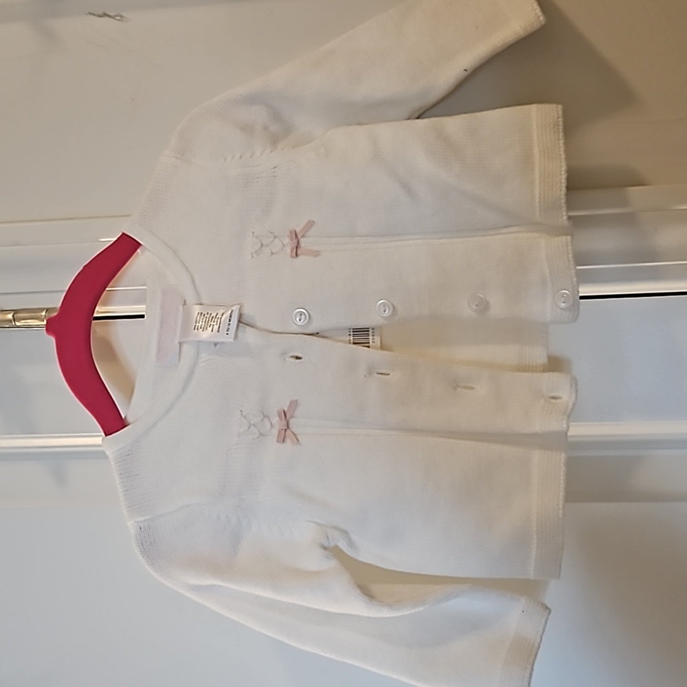 NWT Janie & Jack White 6-12 montha Baby Cardigan